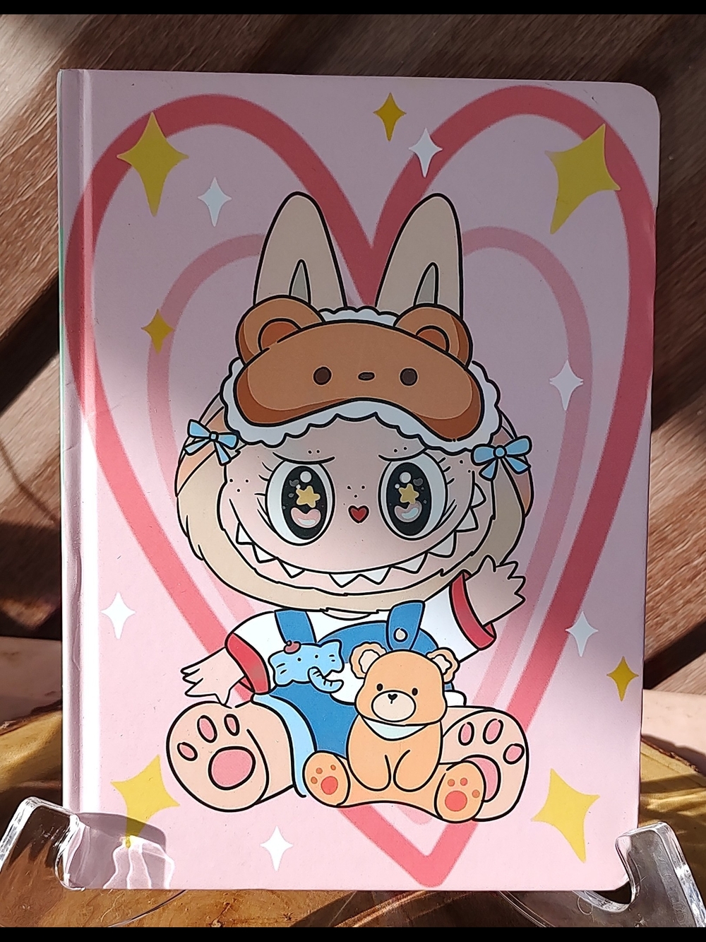 LaBubu Pink Cute Cartoon Bunny & Teddy Notebook